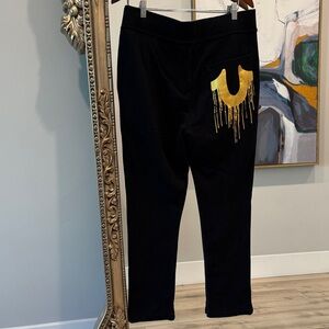 True Religion Black Slim Tapered Men's Jogger Sweatpants